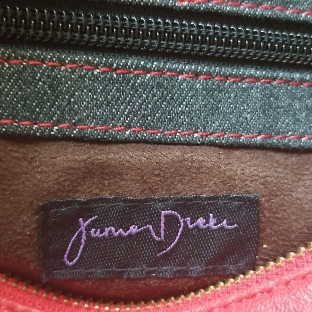 Junior Drake denim/red leather hobo bag, nwot